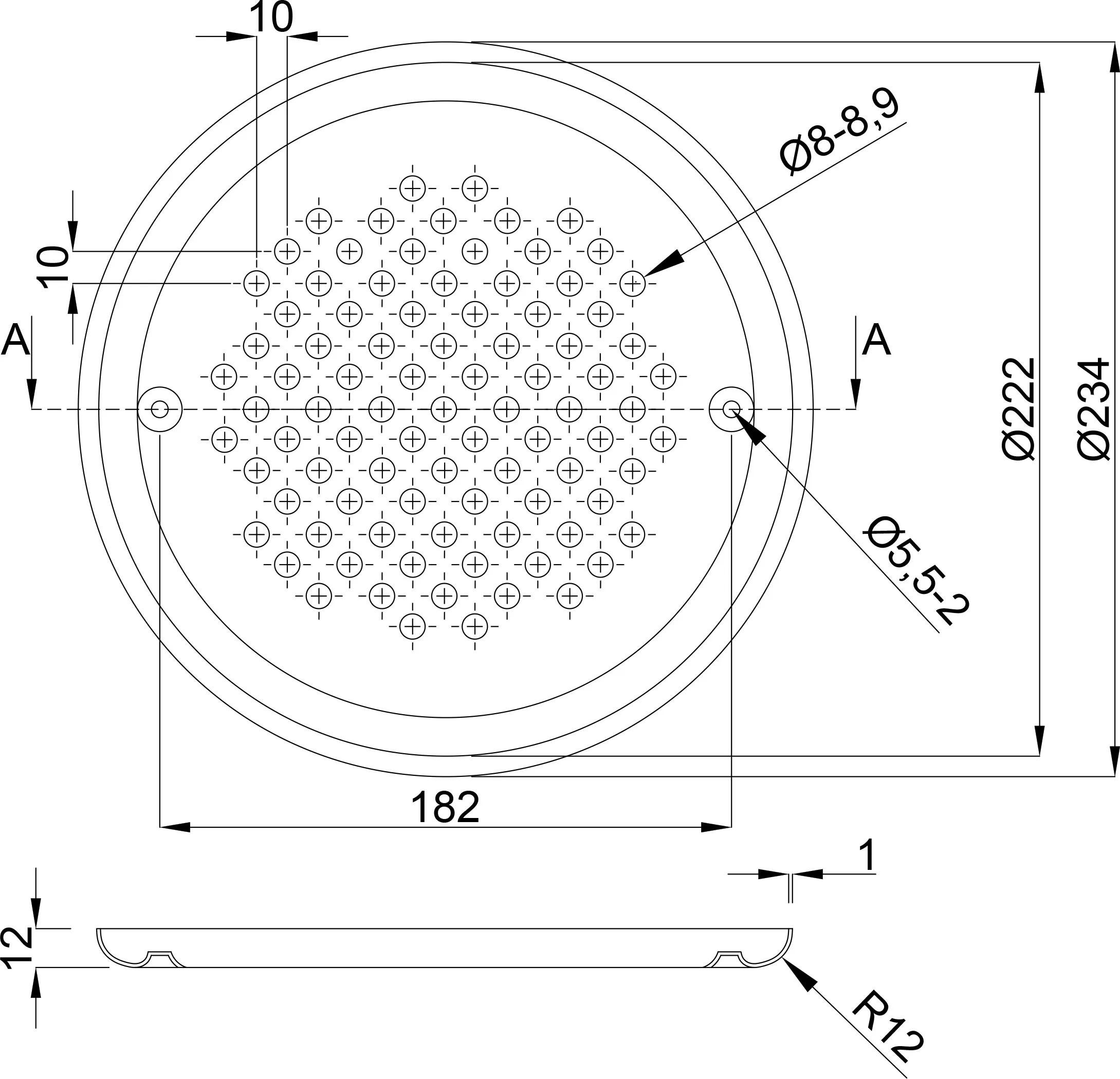 Ocean Deksel voor hoofdafvoer RVS 316 222 mm RVS type Standard
