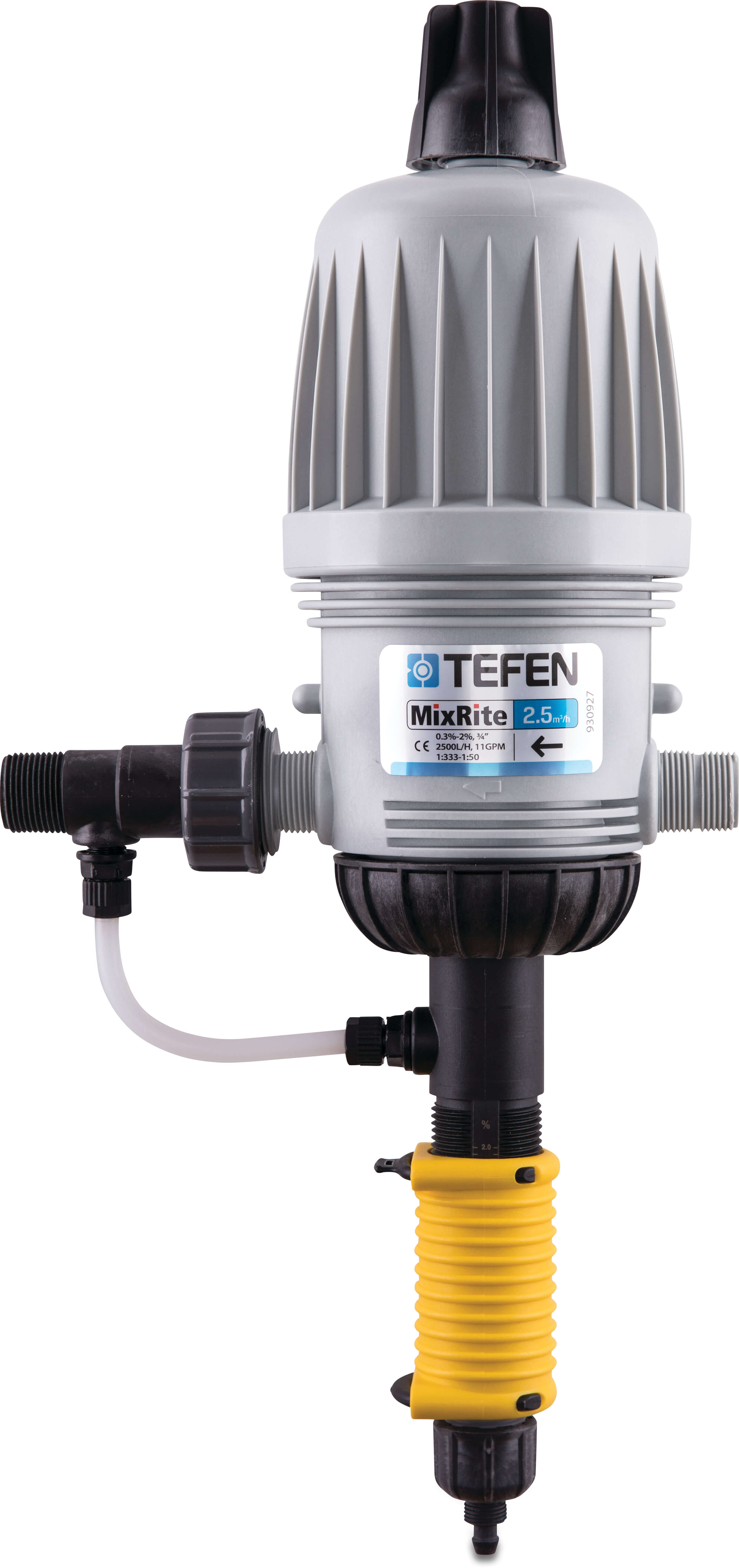 Tefen Dosierpumpe 3/4" x 16 mm x 3/4" Außengewinde x Schlauchtülle x Außengewinde Typ MixRite 2.5 On/Off external by-pass 0.4% - 4%