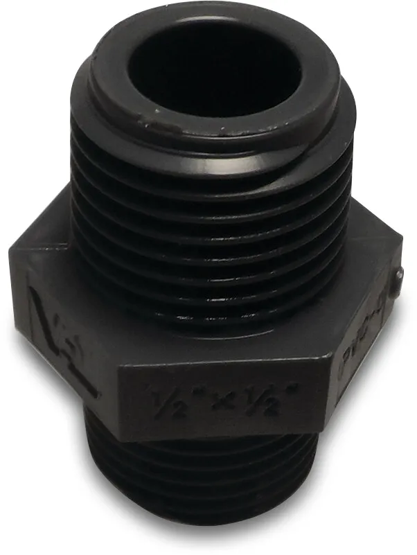 VDL Nippel PVC-U 1" utvändig gänga 16bar grå