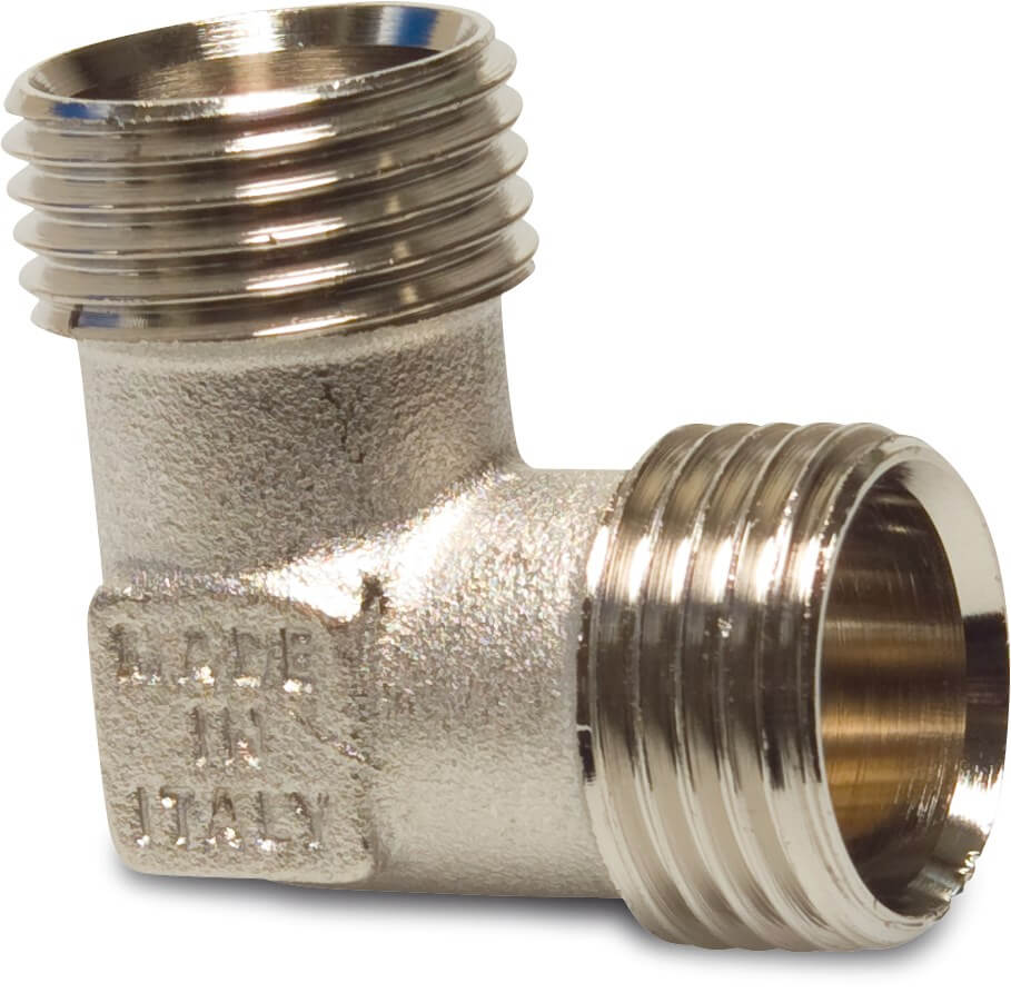 Multi-Fit Elbow 90° brass nickel plated 1/2" male thread 20bar KIWA