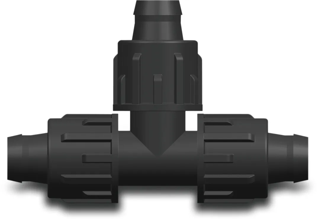 T-stykke 90° PP 17 mm tape 6bar sort