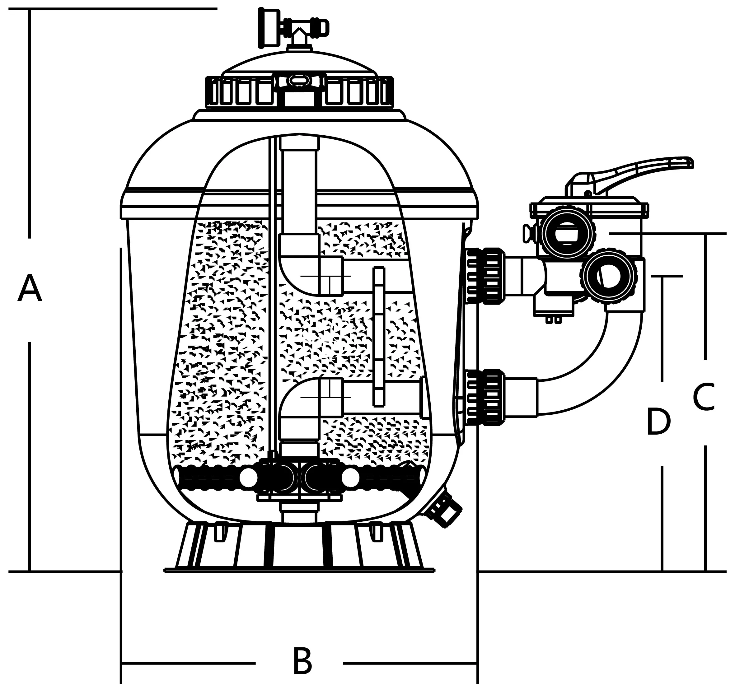 Flotide Zandfilter polyester gelcoated 50 mm / 1 1/2" metrisch/imperial lijmmof 2,5bar groen type SMG650