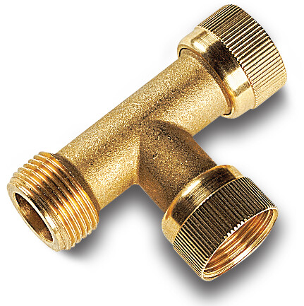 Swivel T-piece 90° brass female thread x female thread x male thread with O-ring