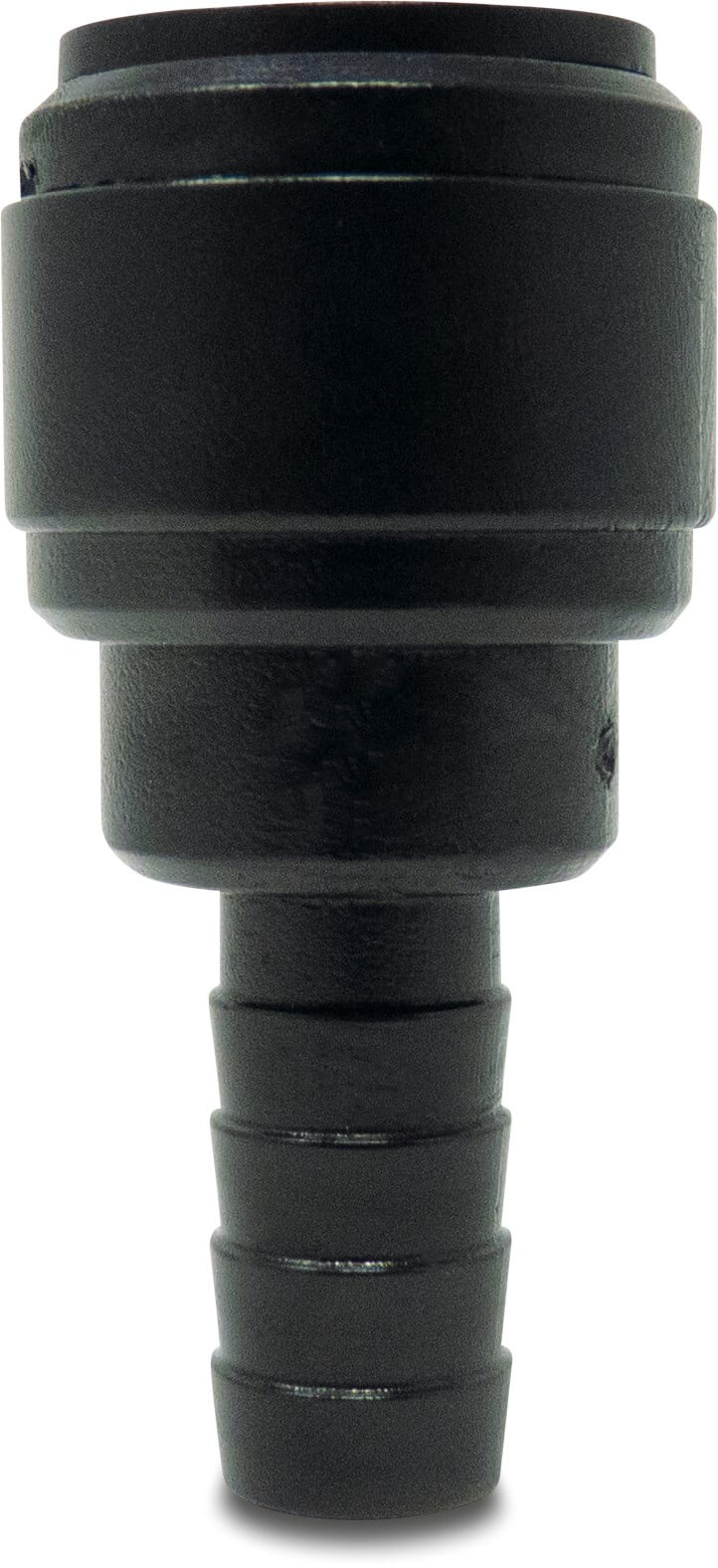 Adaptor socket POM 12 mm x 10 mm push-in x barbed 14bar black WRAS