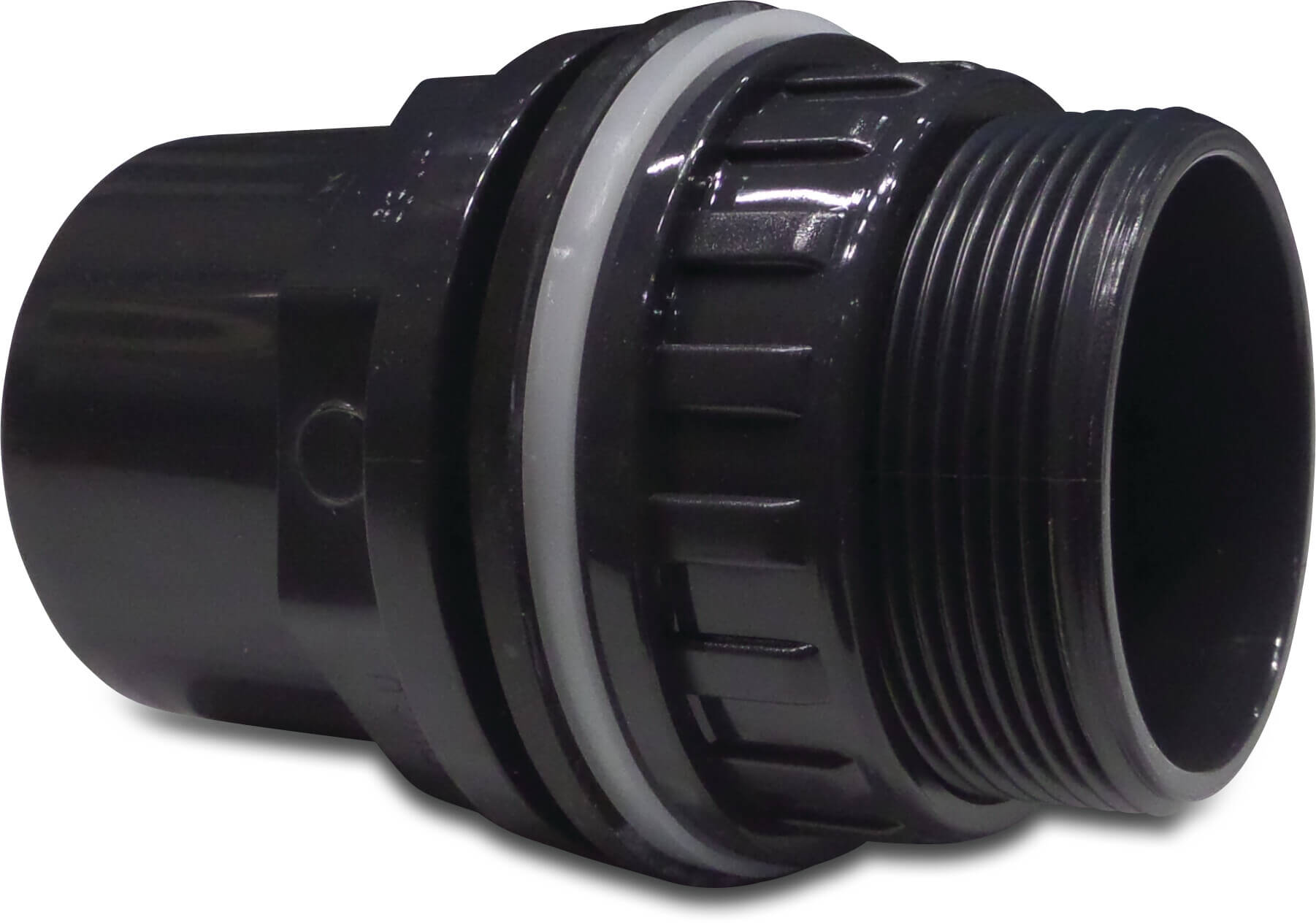 Durchführung PVC-U 50/63 mm x 2" Klebemuffe/Klebestutzen x Außengewinde 10bar Grau