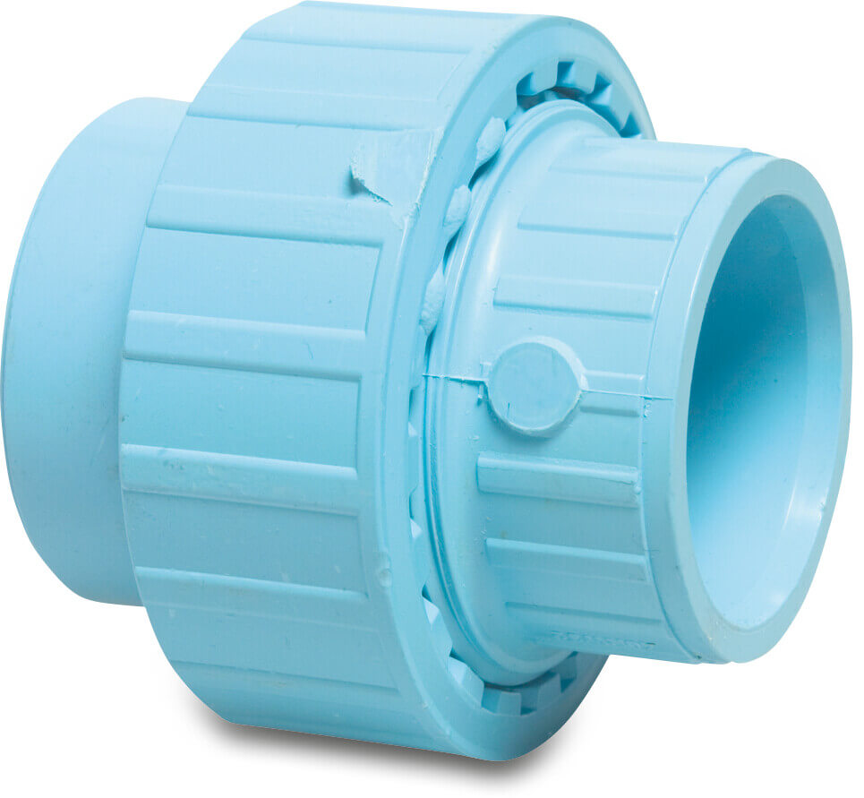 Union coupler PVR 25 mm glue socket 12,5bar DN20 blue