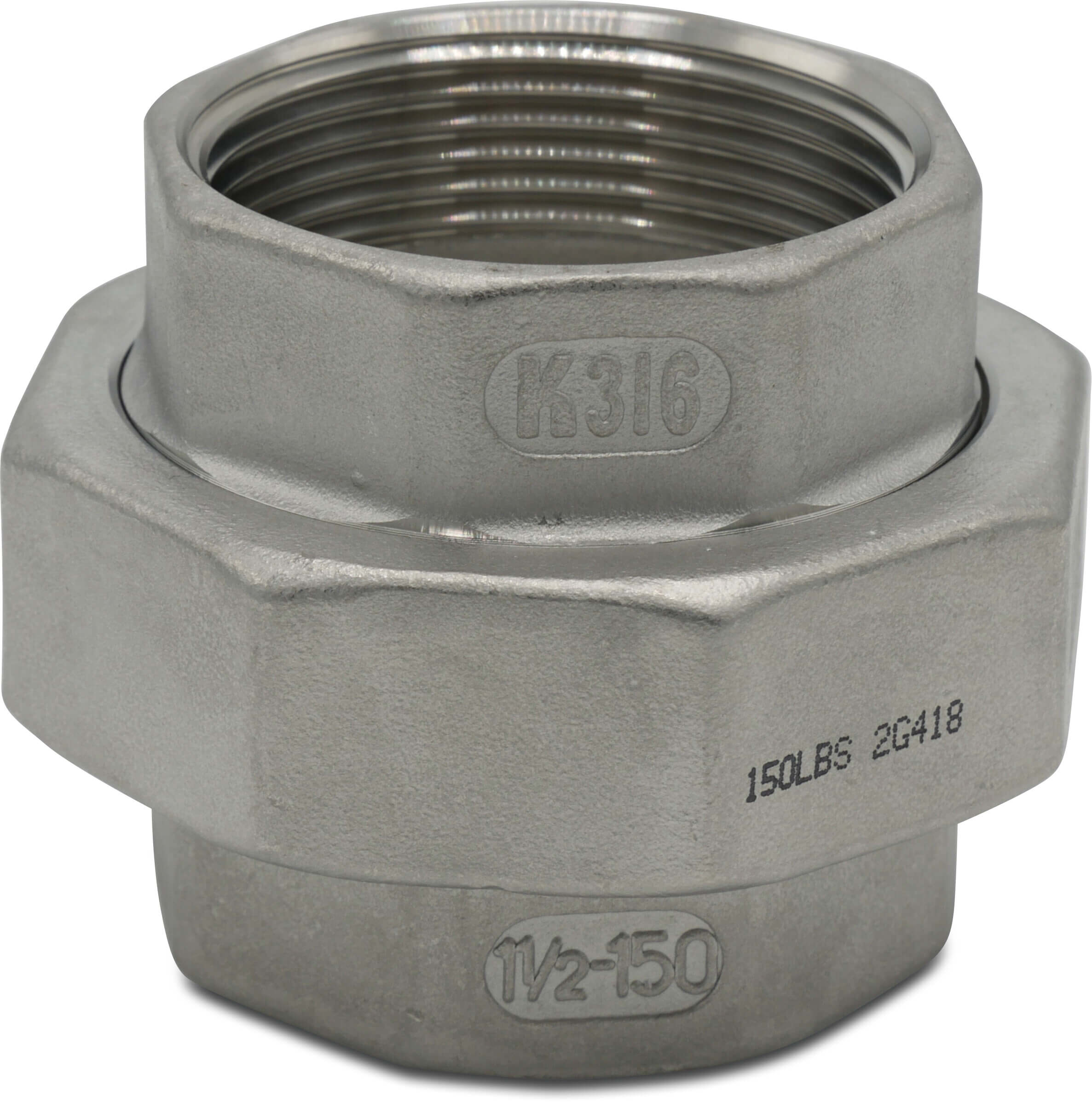 Profec Nr. 330 Verschraubung Edelstahl 316 1/2" Innengewinde 10bar Typ Flach