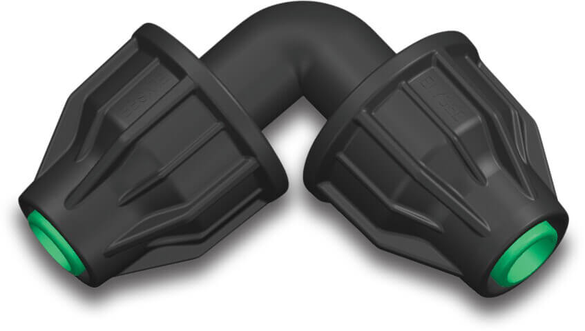 Elbow 90° PP 20 mm lock 4bar black
