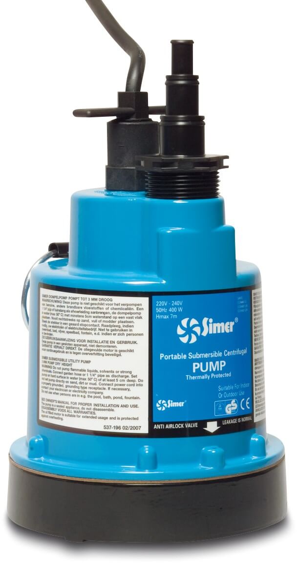 Submersible pump fibre-reinforced plastic 1" hose tail 230VAC black/blue