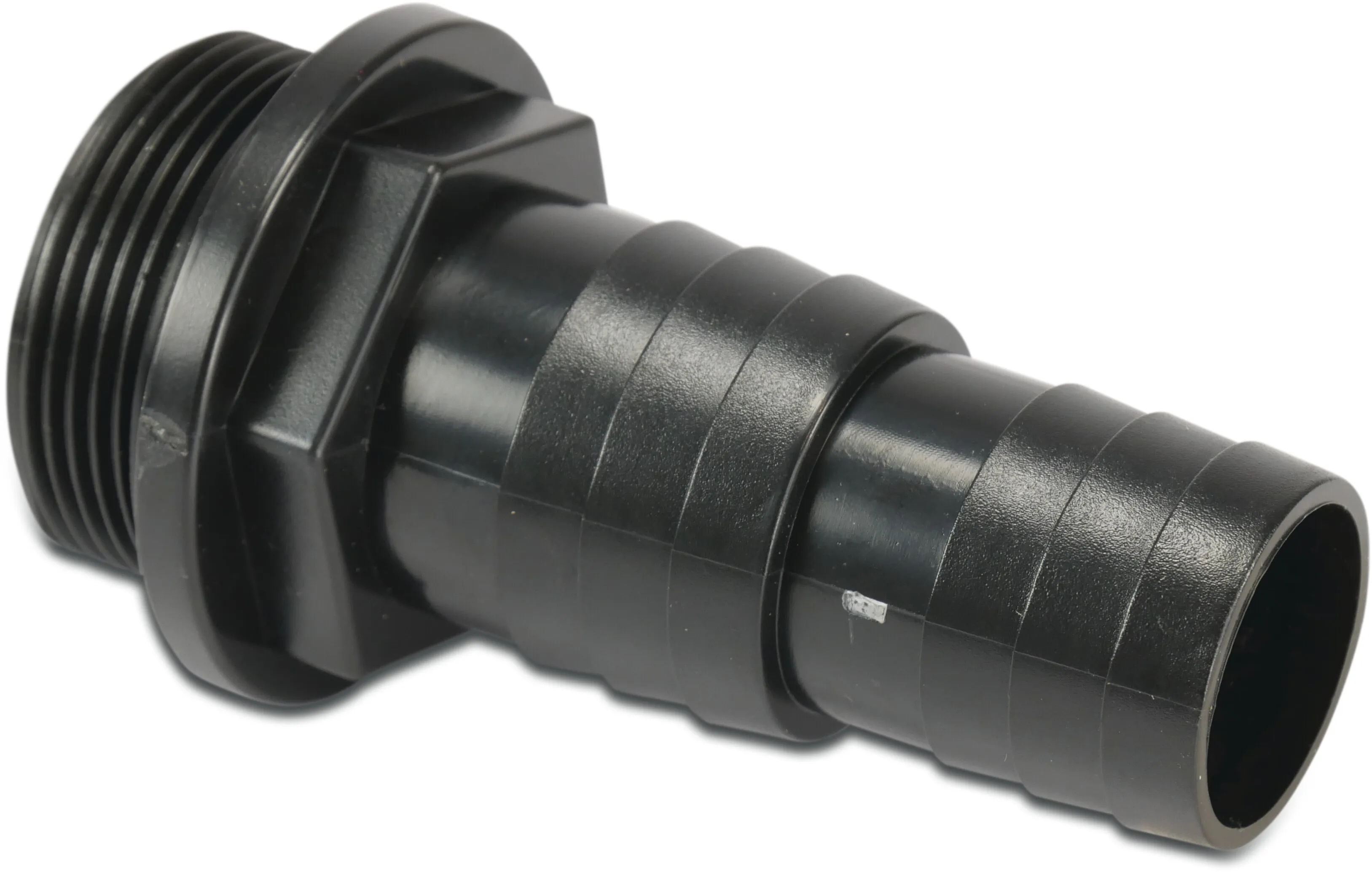 Slangtule met O-ring ABS 1 1/2" x 32 - 38 mm buitendraad x slangtule zwart