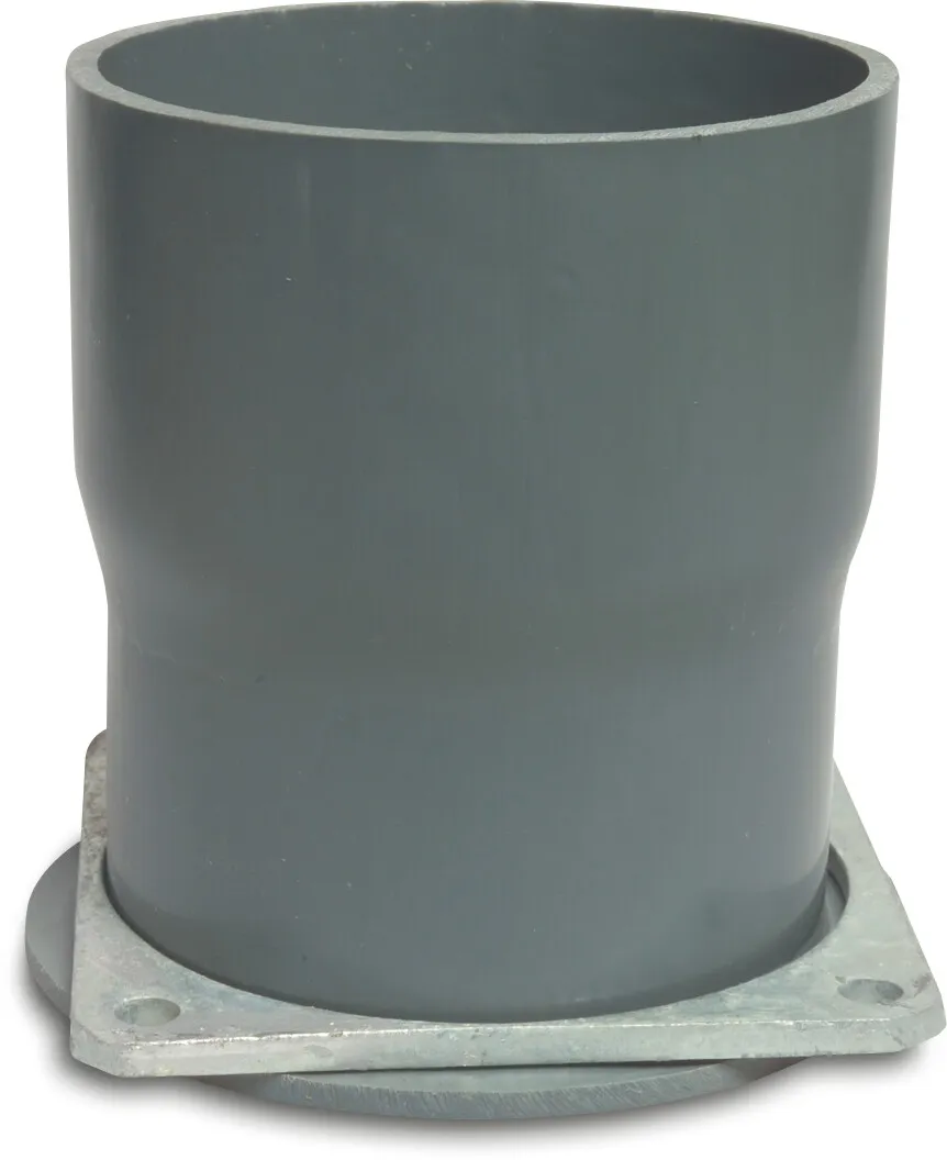 Adaptor socket PVC/steel 8" x 200 mm square flange x glue socket