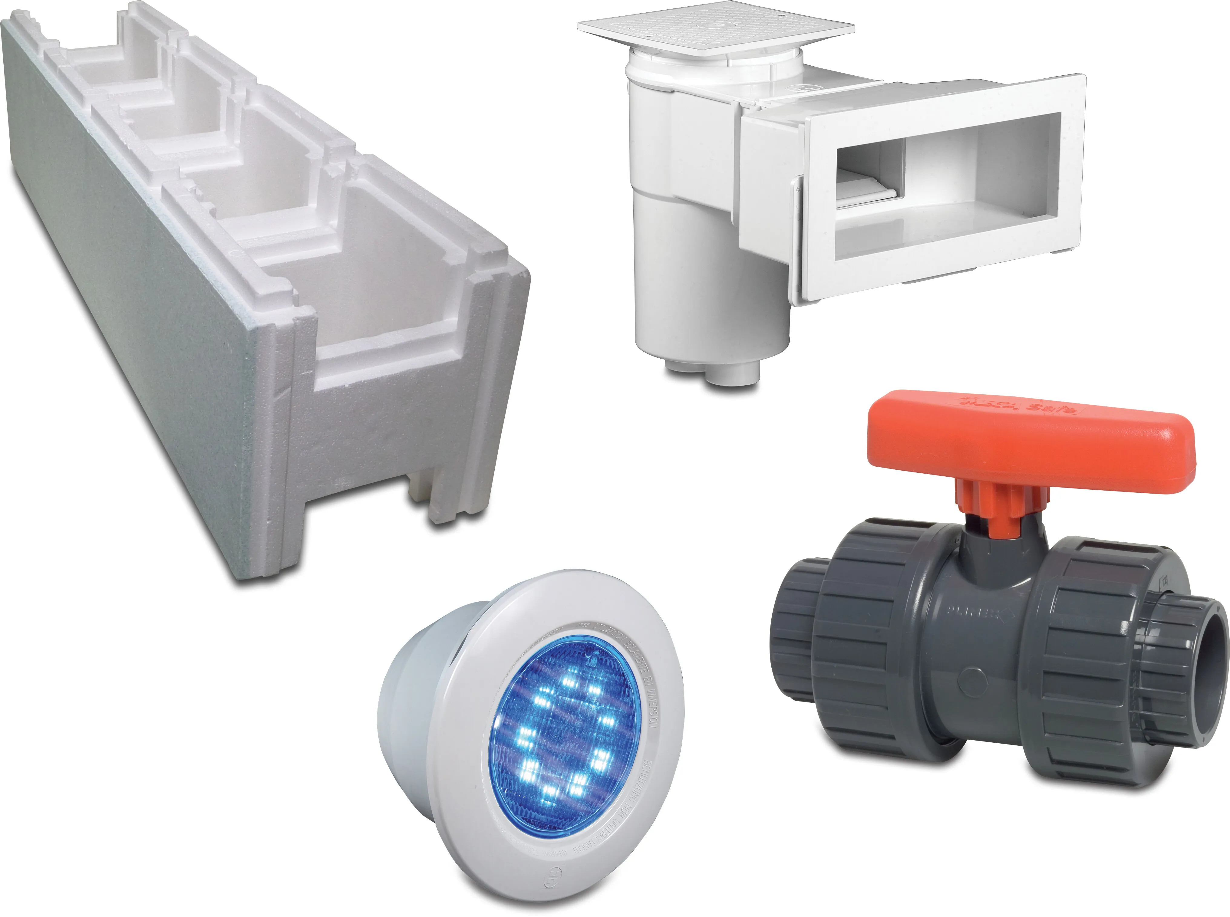 Building brick package incl PVC and white goods for pool 3 x 6 x 1,5m