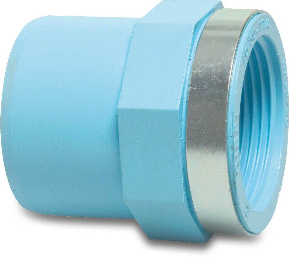 Draadsok PVR 20 mm x 1/2" lijmmof x binnendraad 12,5bar blauw type versterkt
