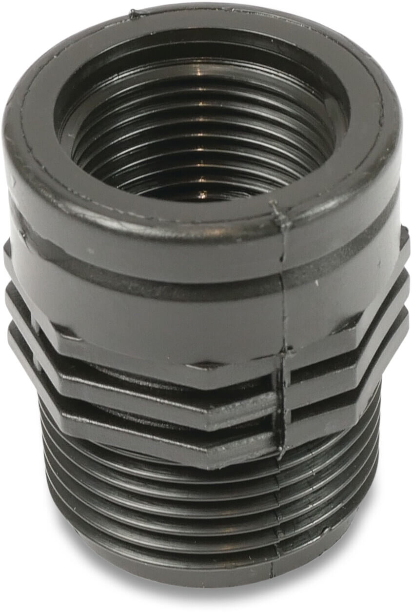 Reduziermuffennippel PP 3/4" x 1/2" Innengewinde x Außengewinde 10bar Schwarz