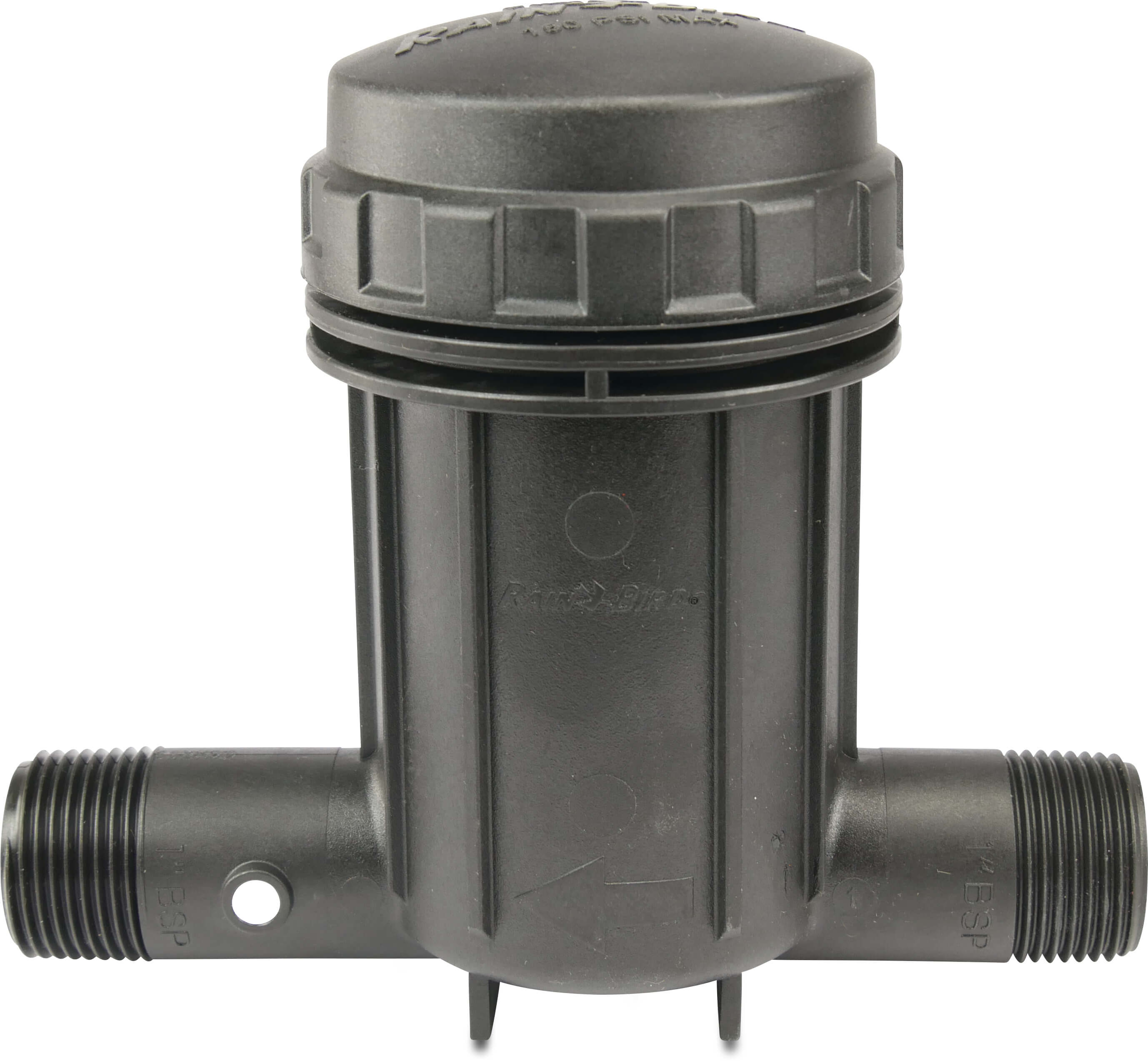 Rain Bird Pressure regulating filter combination glass-filled nylon 1" male thread 10bar 75micron stainless steel gauze black type IPRB100 basket filter