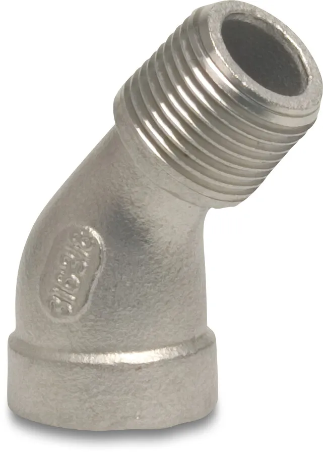 Profec Nr. 121 Knie 45° RVS 316 2" binnendraad x buitendraad 10bar