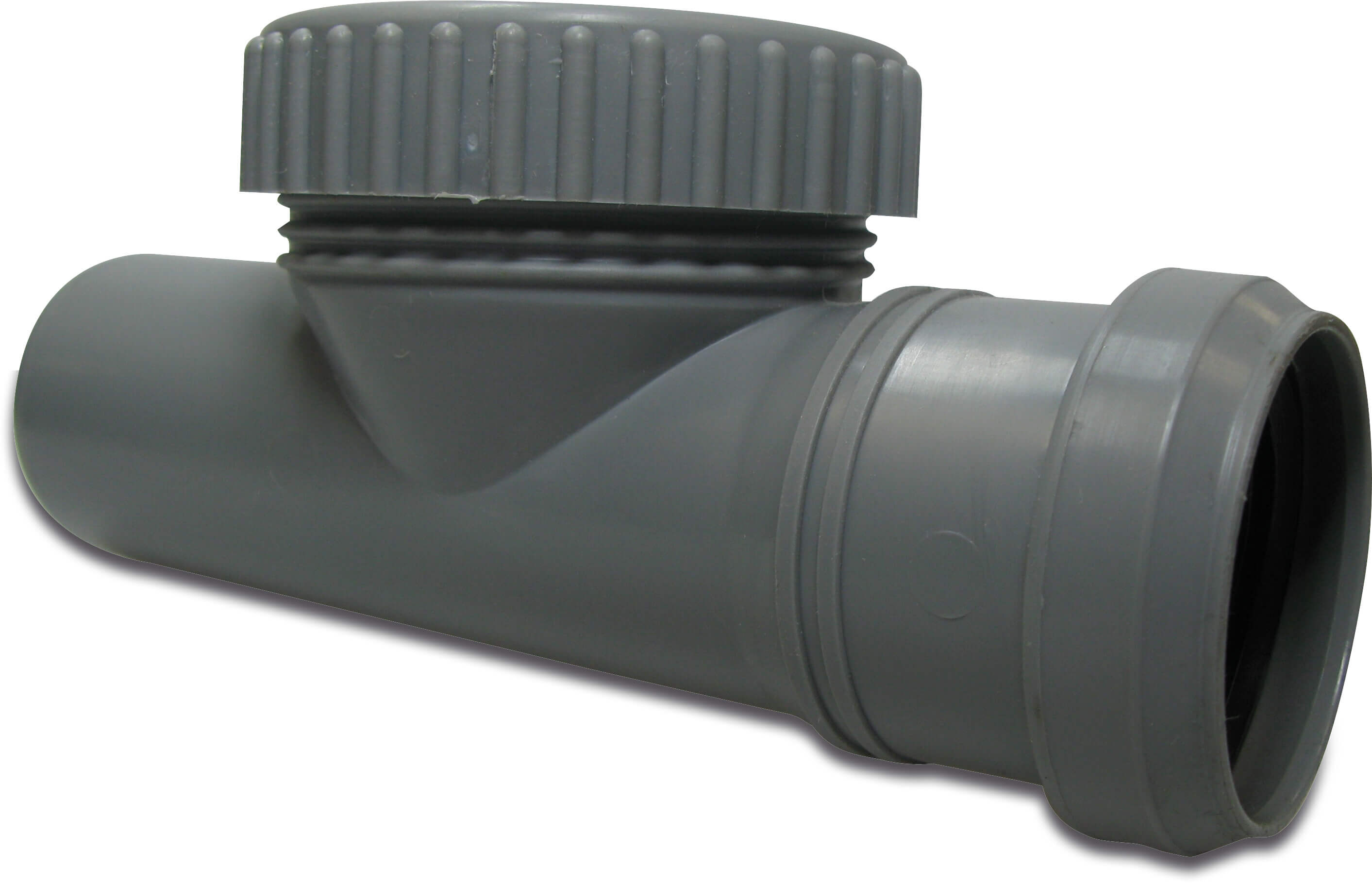 Reinigungsstück PP 75 mm Steckmuffe x Stutzen Grau