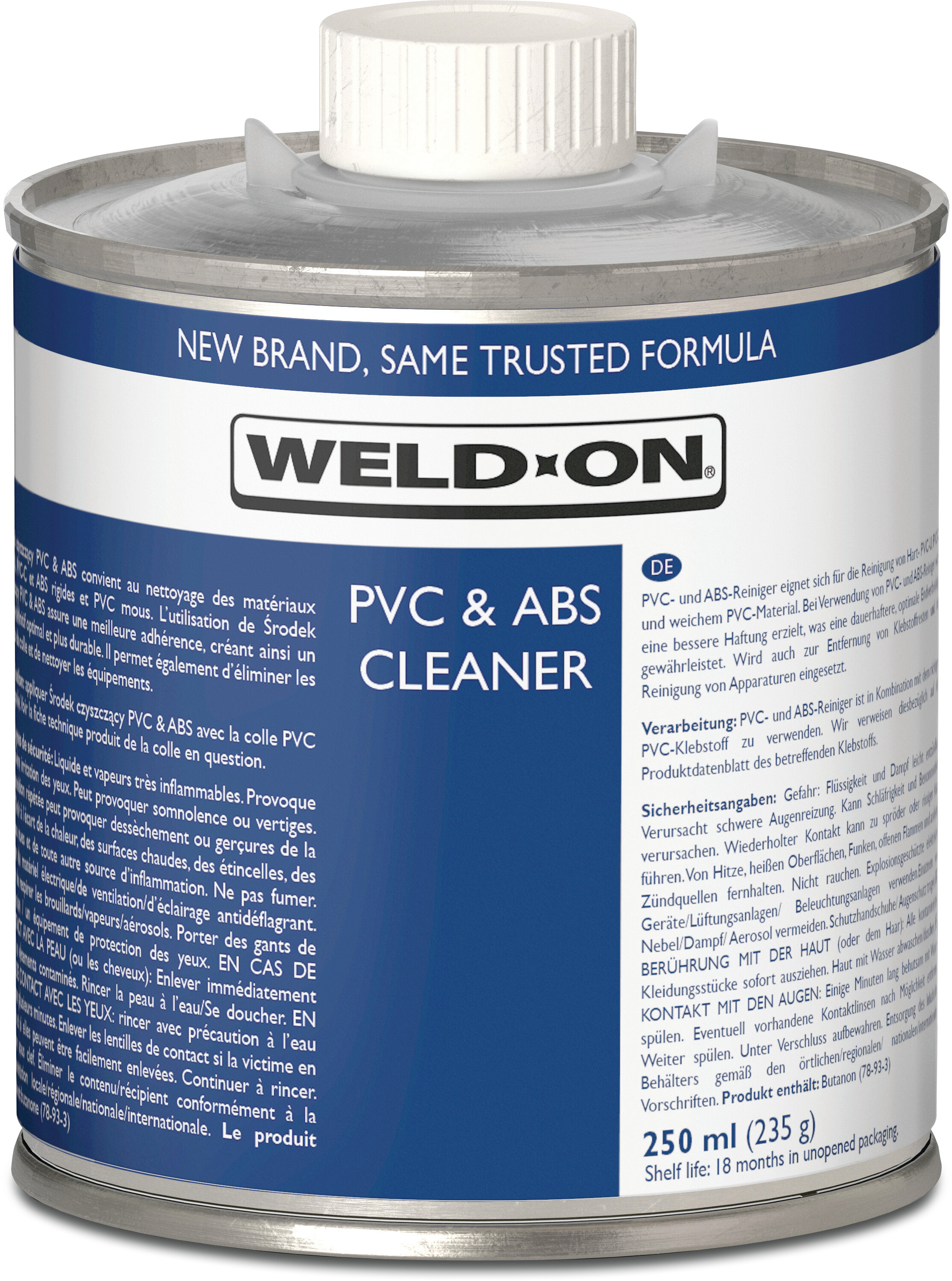 Weld-On Rengöringsvätska 0,25L type SabaClean PVC & ABS etikett EN/DE/NL/FR
