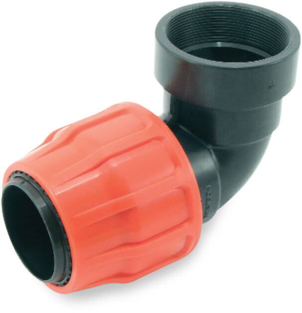 Elbow 90° PP 63 mm x 2 1/2" compression x female thread 10bar type Layflat