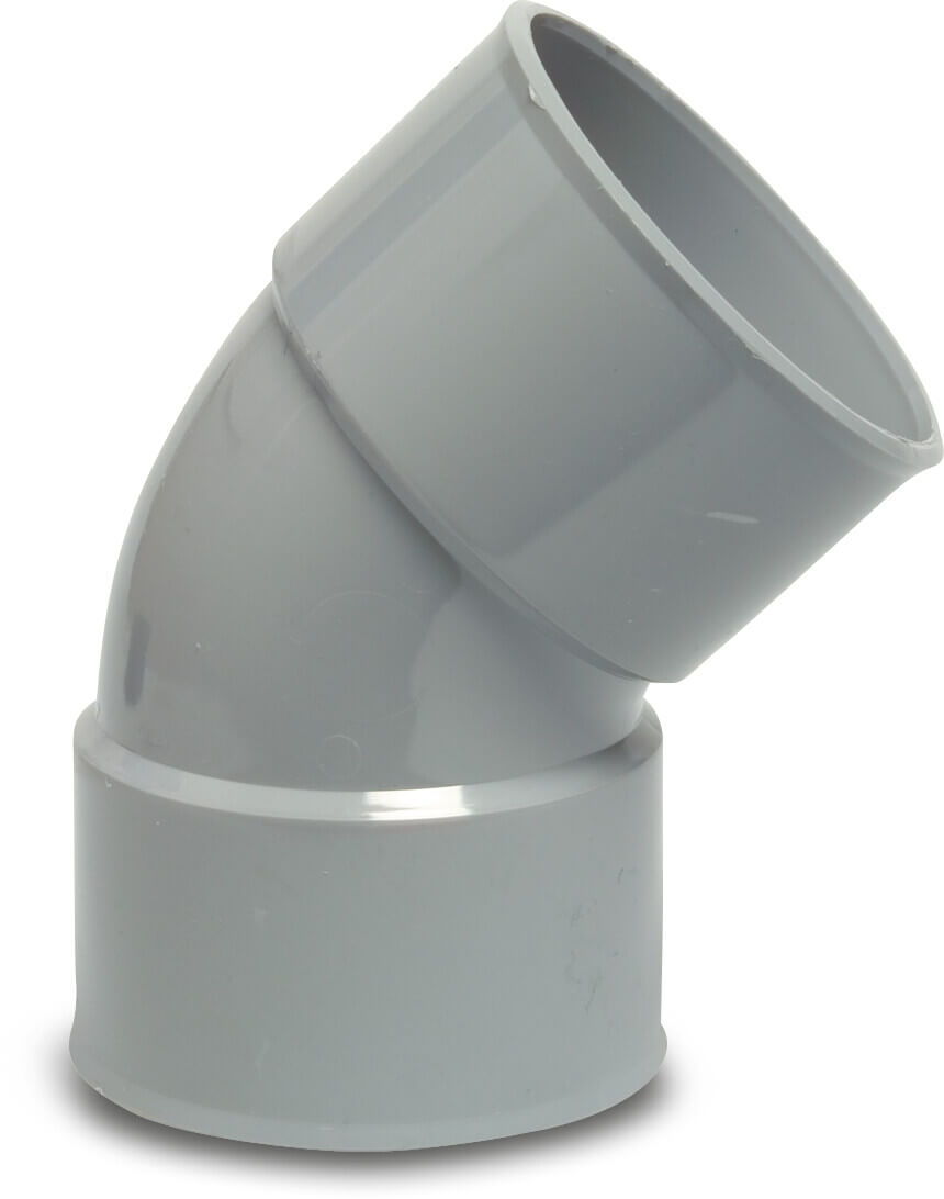 Bogen 45° PVC-U 75 mm Klebemuffe Grau KOMO