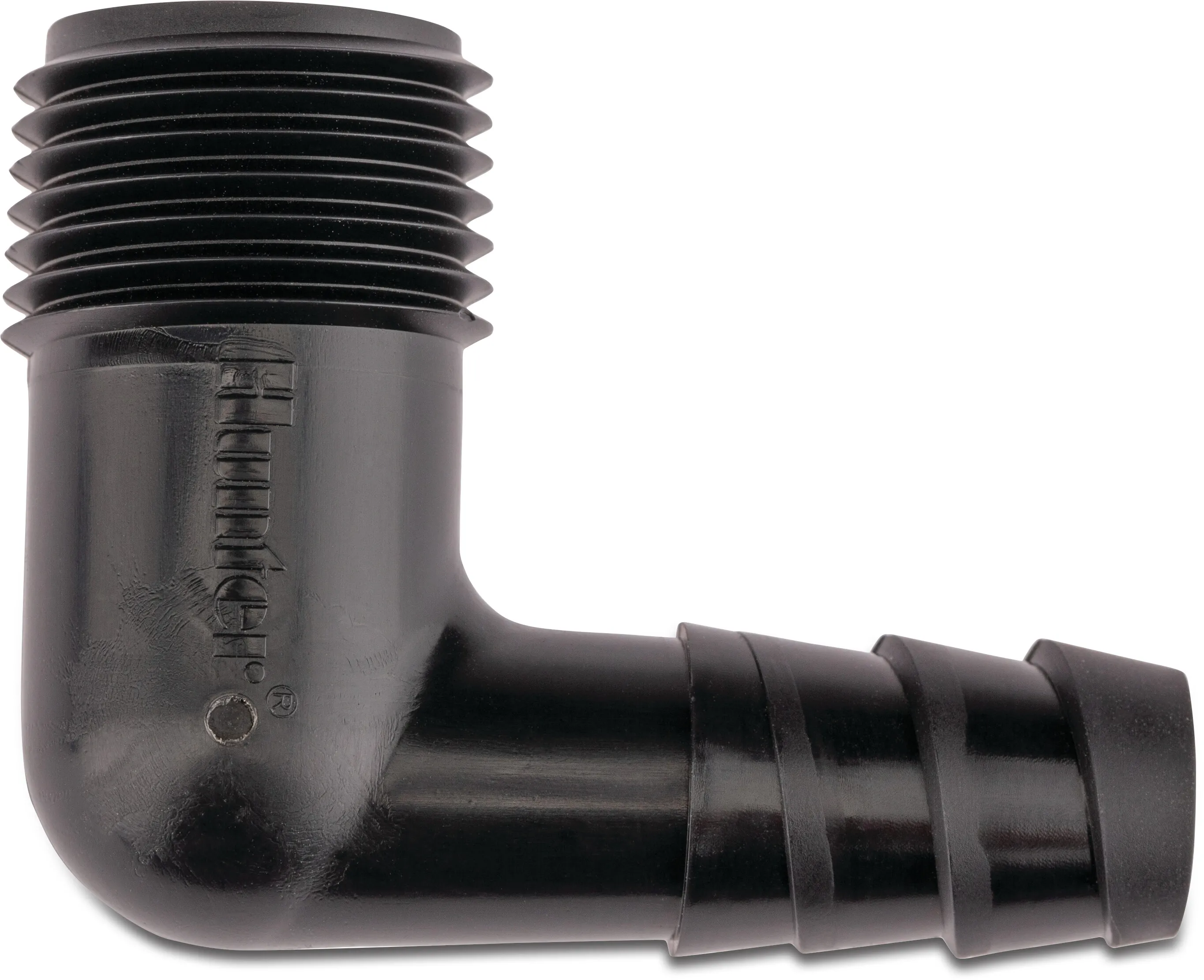 Hunter Elbow 90° PP 3/4" x 1/2" male thread x barbed black type HSBE-075