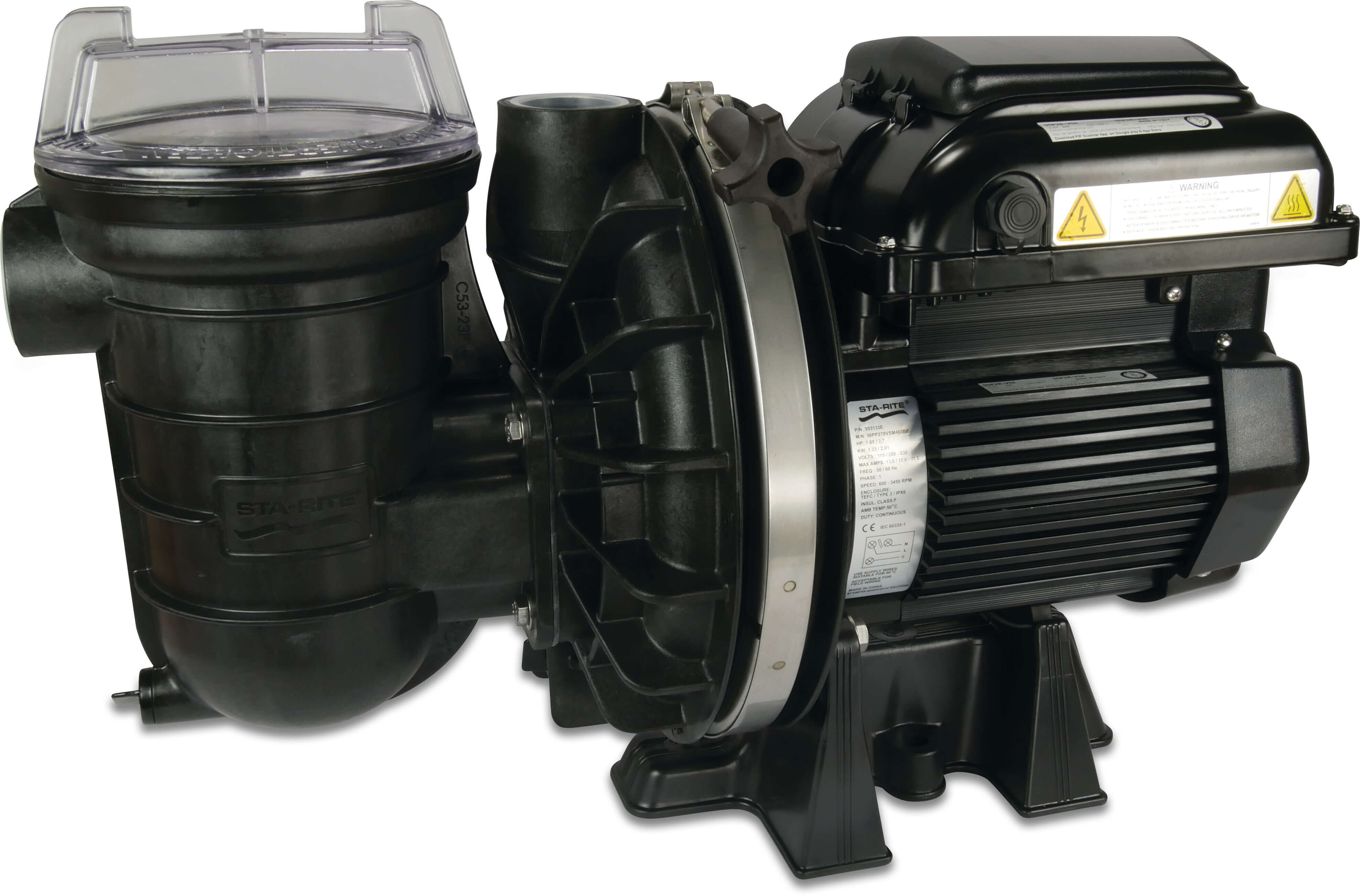 Sta-Rite Schwimmbadpumpe 1 1/2" Innengewinde 230VAC Schwarz Typ P-STR-VS2m 1,5PS