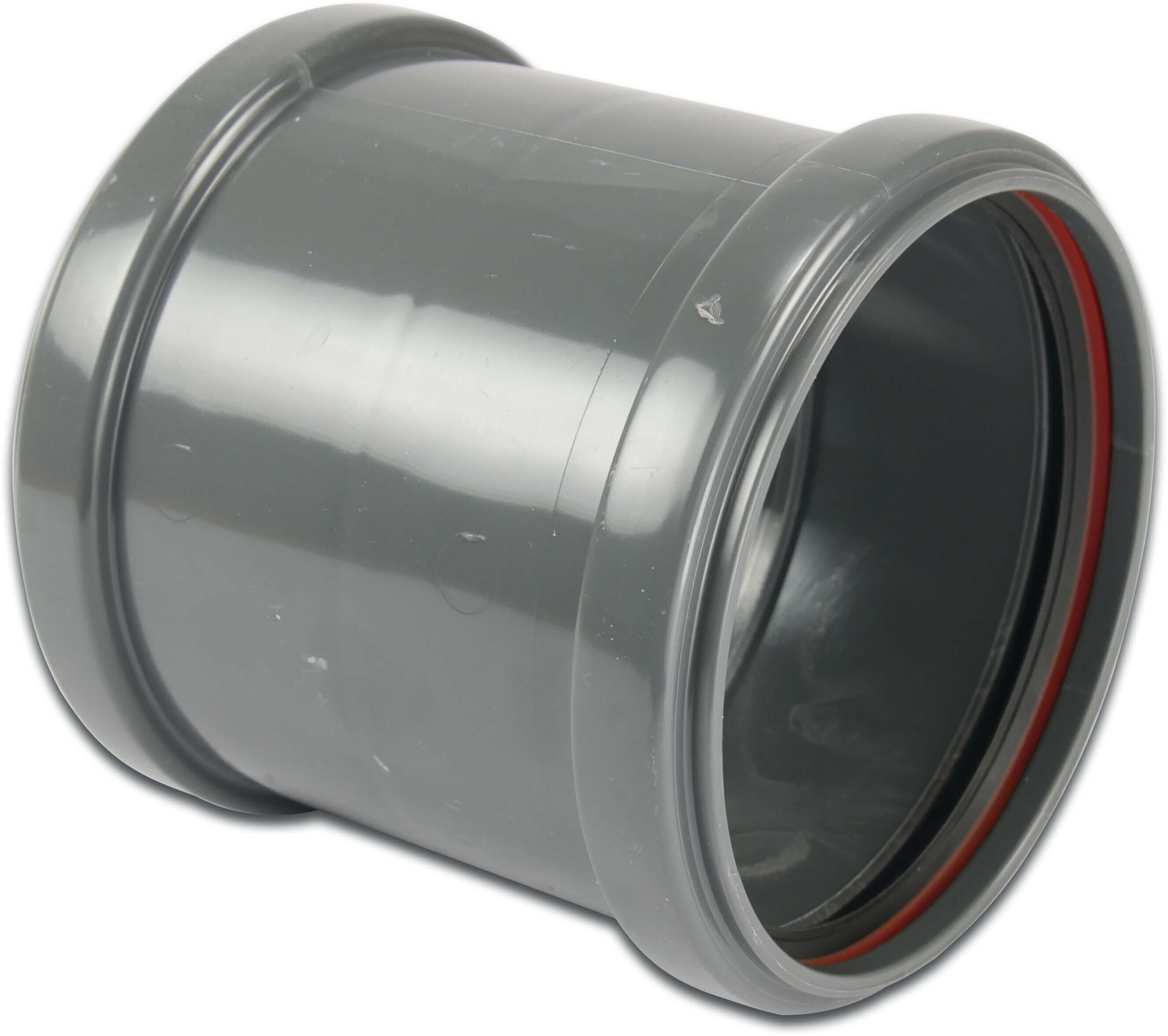 Muffe PVC-U 110 mm SN4 tætningsring DN100 grå KOMO/BENOR