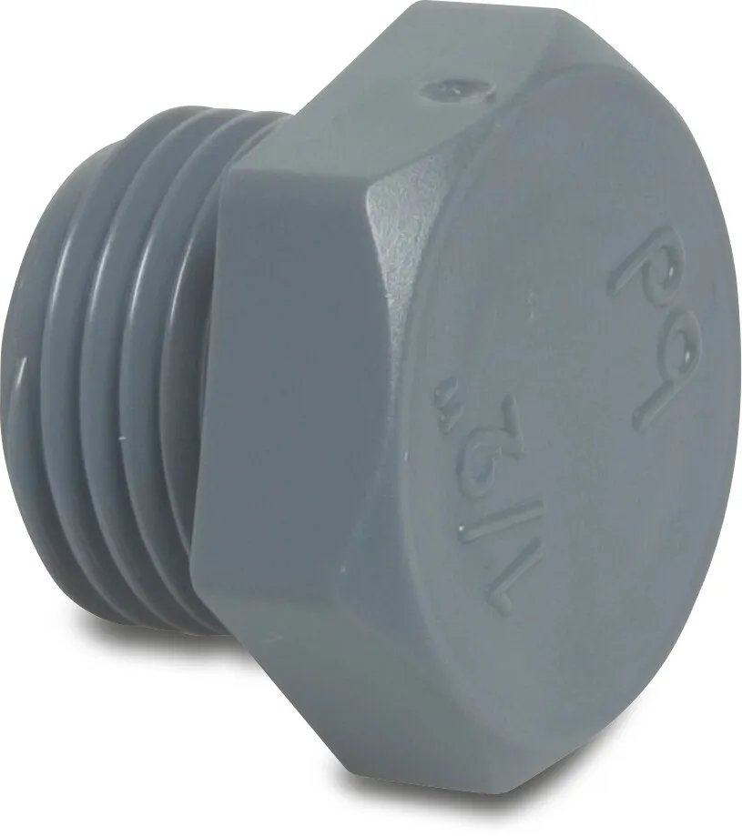 Stopfen PP 1/2" Außengewinde 10bar Grau