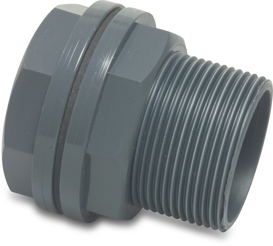 VDL Bulkhead fitting PVC-U 10bar glue socket x male thread grey