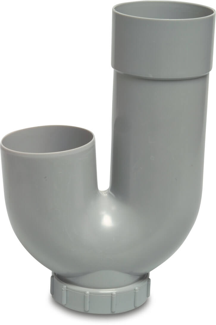 Siphon PVC-U 80 mm Klebemuffe x Stutzen DN80 Grau