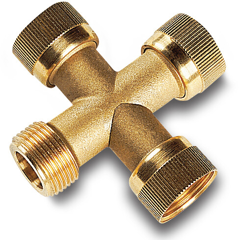 Swivel cross brass female thread x female thread x female thread x male thread with O-ring