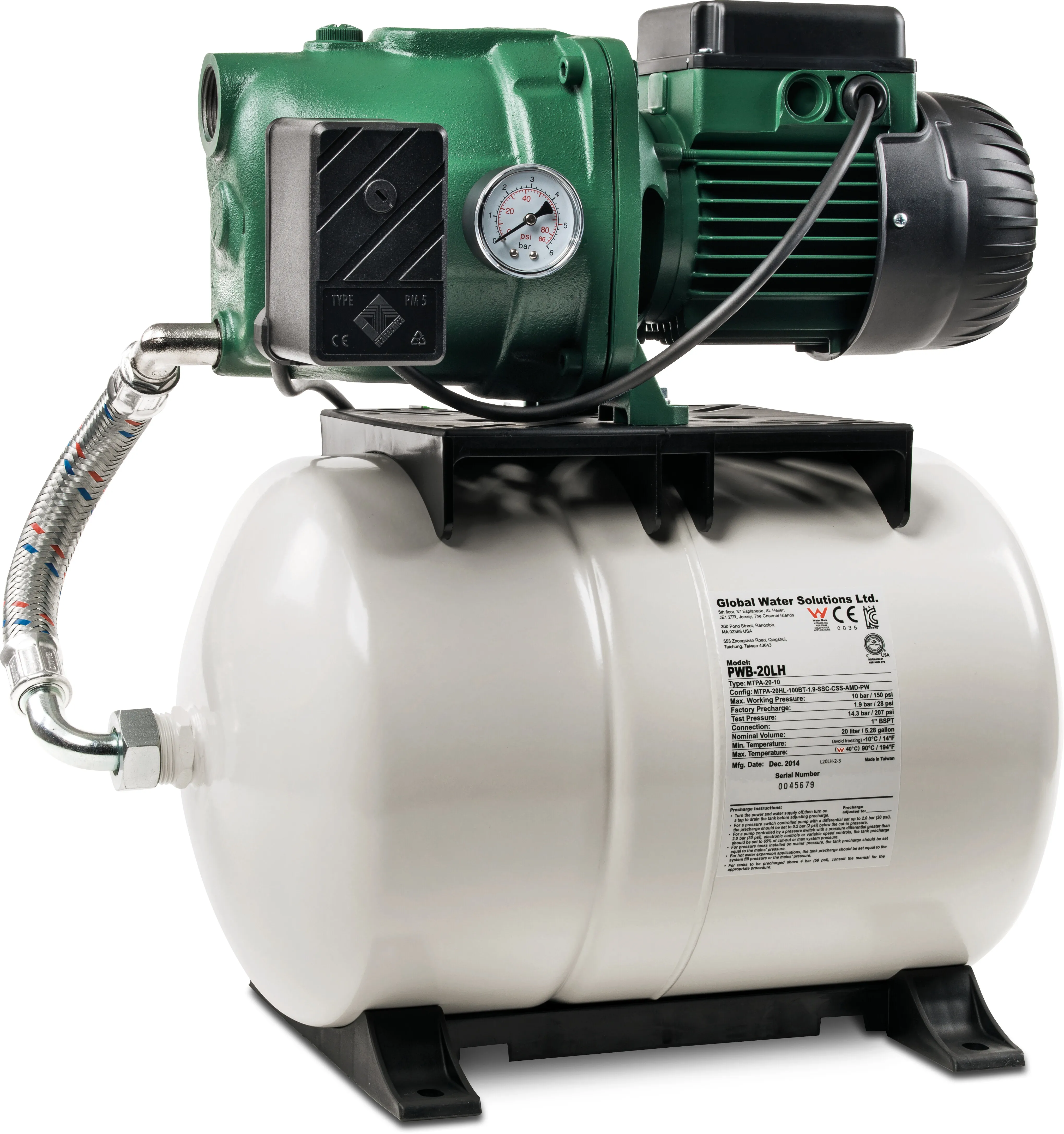 DAB Hauswasserstation Gusseisen 1" Innengewinde 8bar 3,8A 230VAC Grün/Weiß Typ AquaJet 82M-G