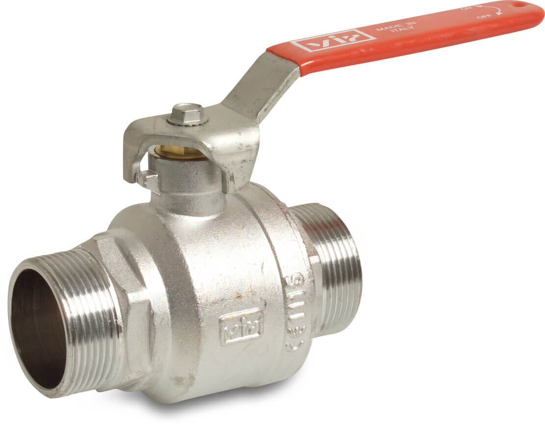 VIR Ball valve brass chrome plated 1 1/4" male thread 40bar WRAS/VA type K348