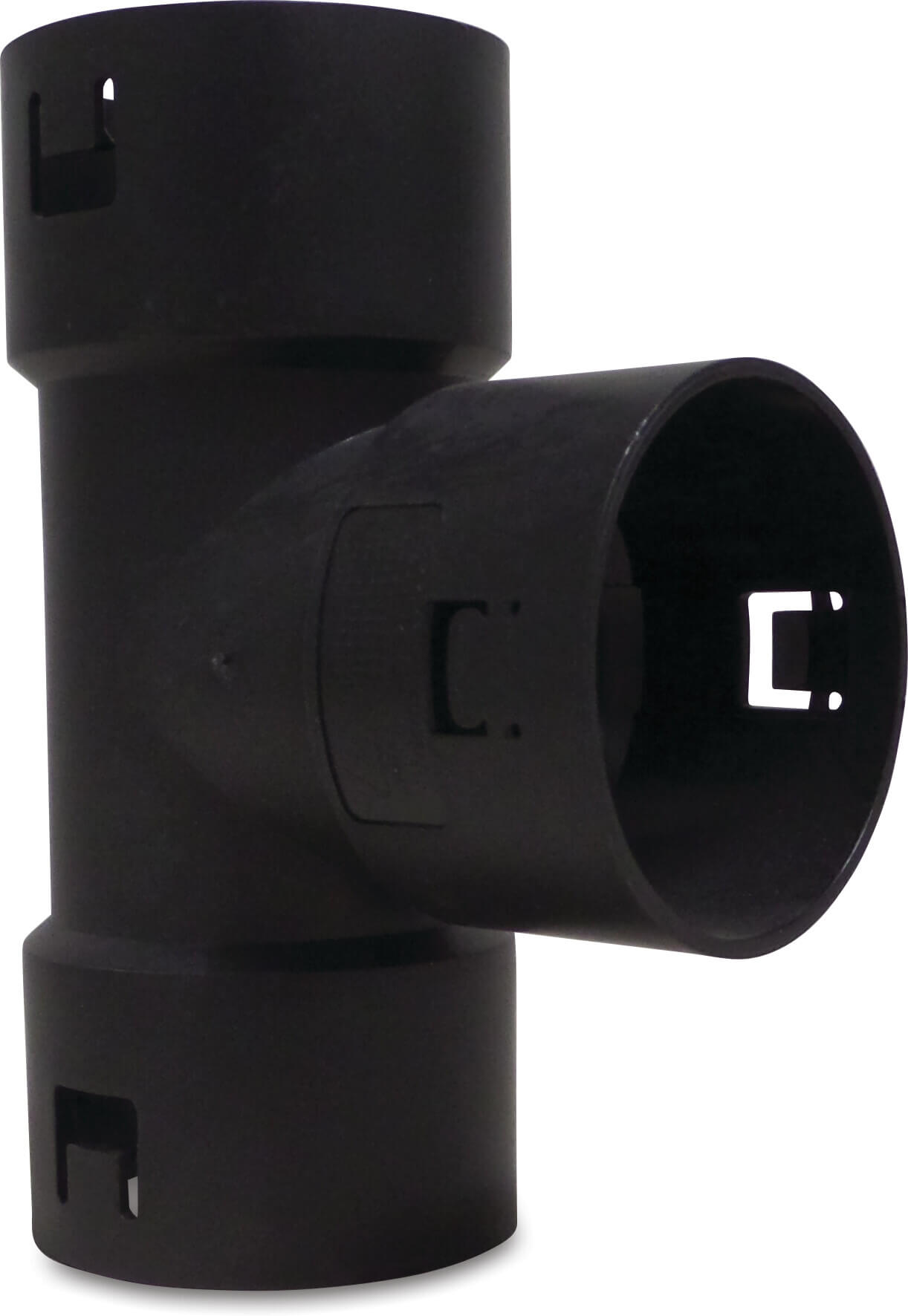 T-piece 90° PP 80 mm click socket black