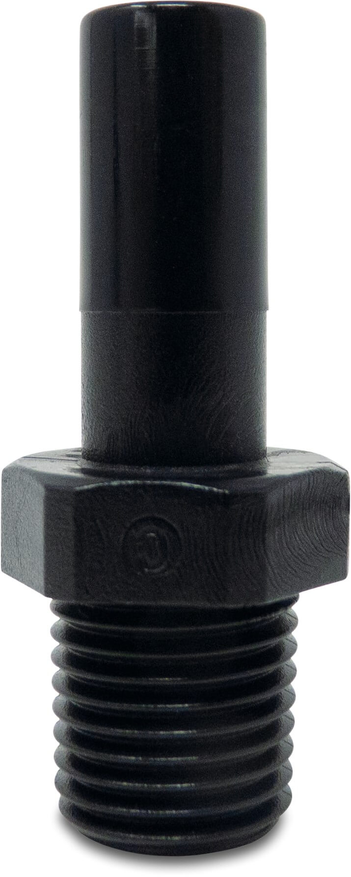 Adaptor nipple POM 4 mm x 1/8" spigot x male thread 20bar black WRAS