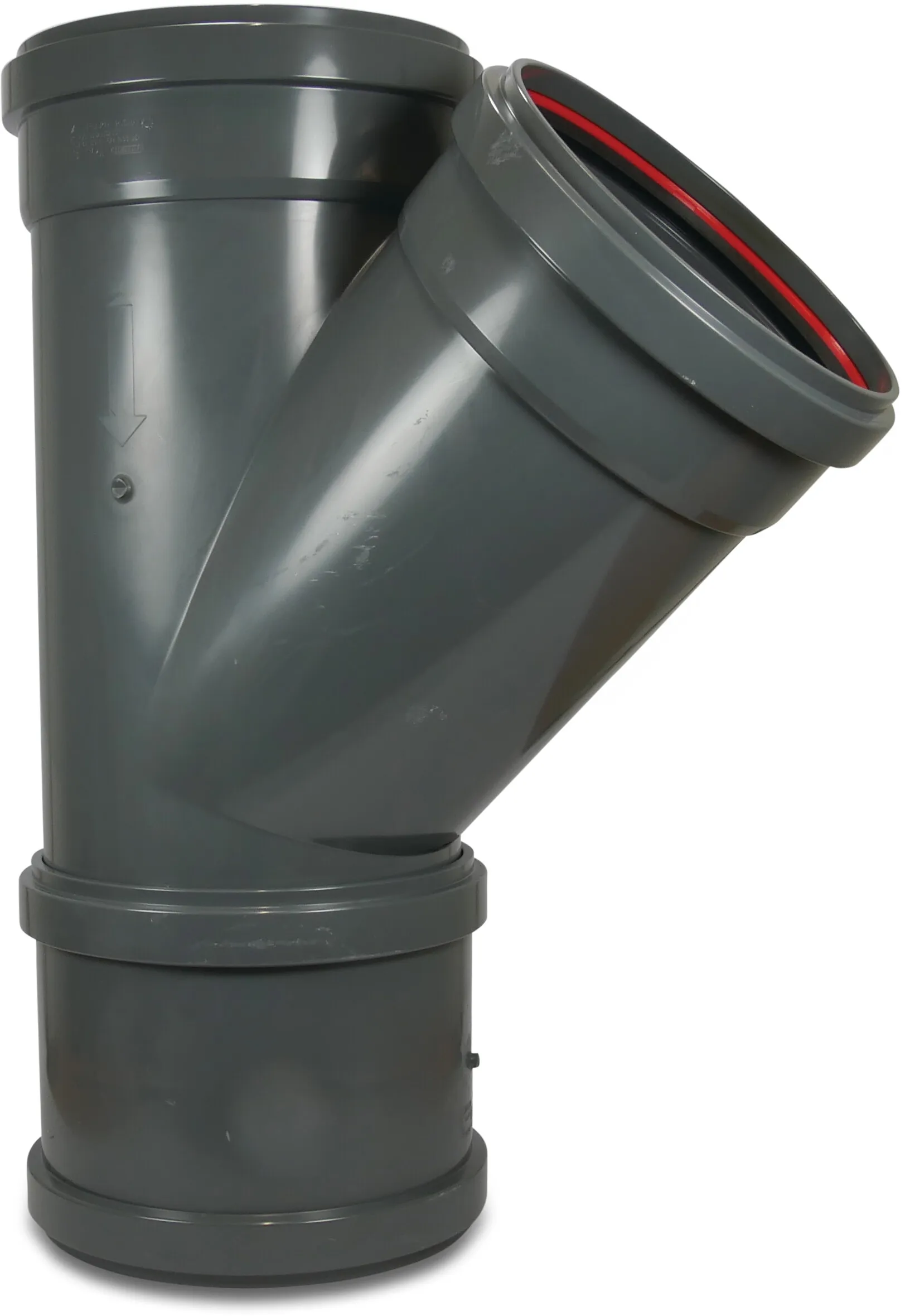 Drainage T-piece 45° PVC-U 315 mm SN8 ring seal grey KOMO/BENOR combined