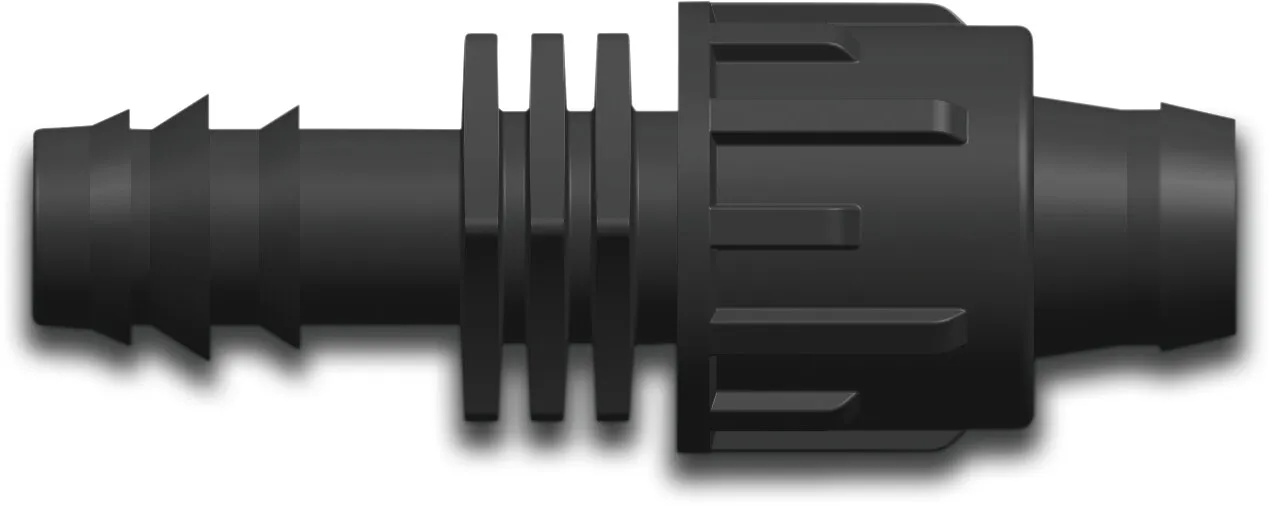 Quick joint adaptor PP 20 mm x 22 mm barbed x tape black