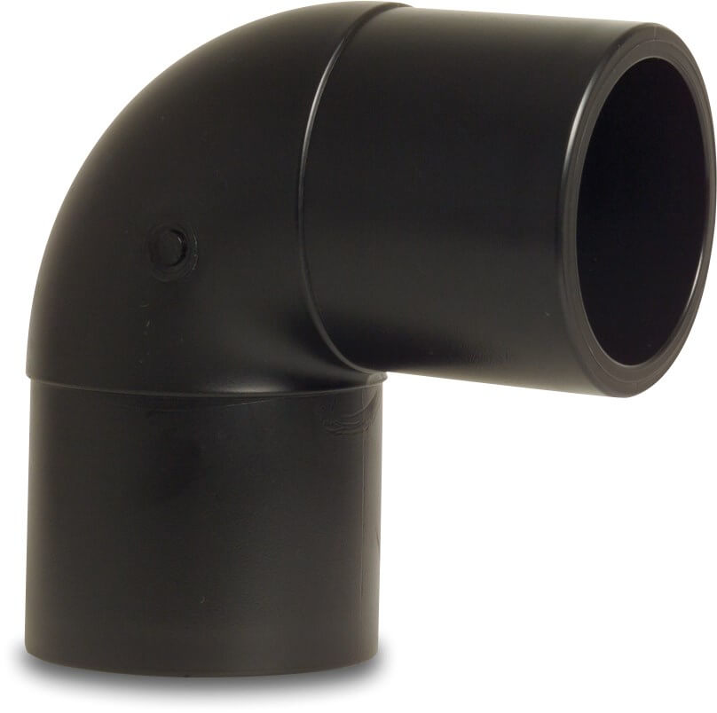 Jason Elbow 90° PE100 125 mm spigot SDR 11 40VAC 10bar 16bar black DVGW