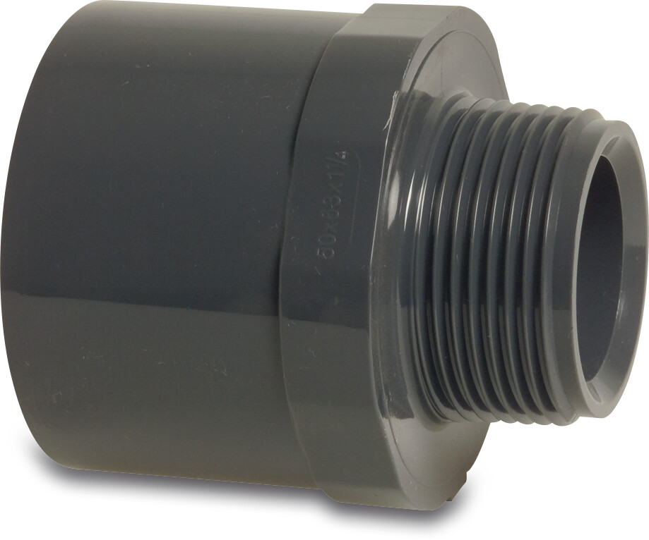VDL Adaptor bush PVC-U 12/16 mm x 3/8WW glue socket/glue spigot x male thread 10bar grey