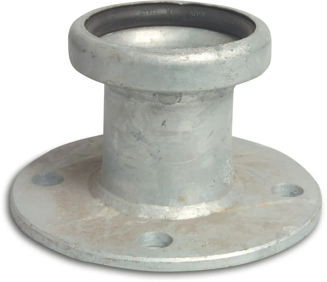 Quick coupler adaptor steel galvanised 108 mm x DN100 female part Bauer x flange PN10 type Bauer S73