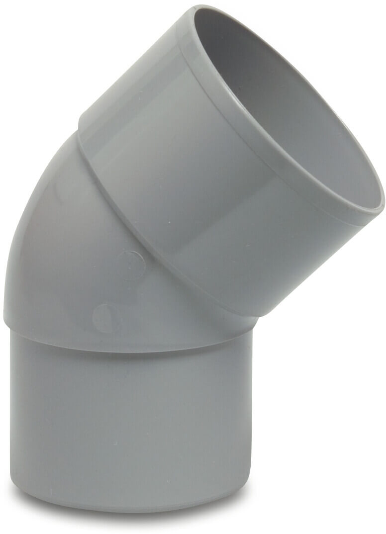 Bend 45° PVC-U 80 mm glue socket x insert (in pipe) grey