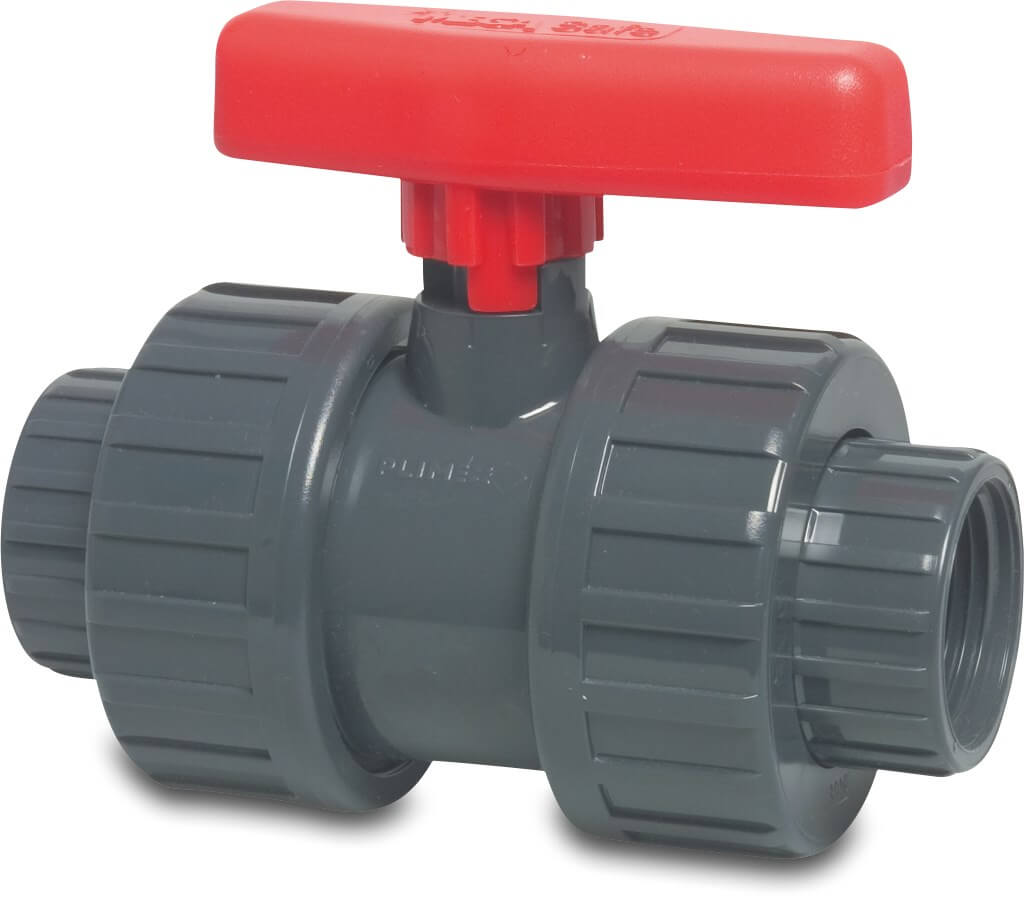 Profec Ball valve PVC-U 1/2" female thread 10bar DN15 grey type Safe 625