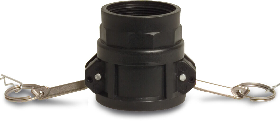 Quick coupler PP 1 1/2" female part Camlock x female thread 6bar black type Camlock D