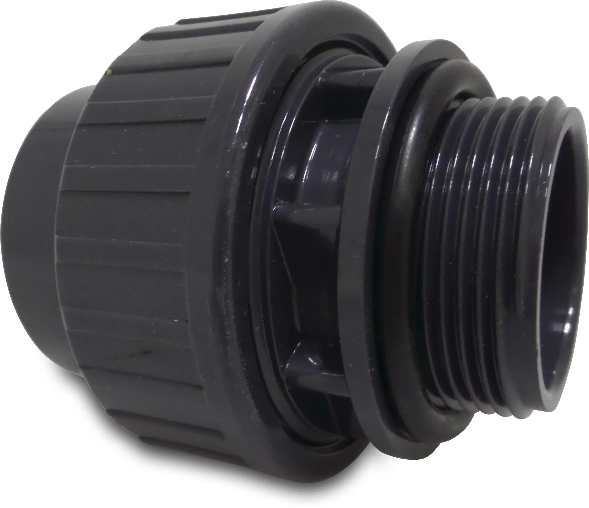 Profec Union coupler with O-ring PVC-U 50 mm x 1 1/2" glue socket x male thread 10bar grey