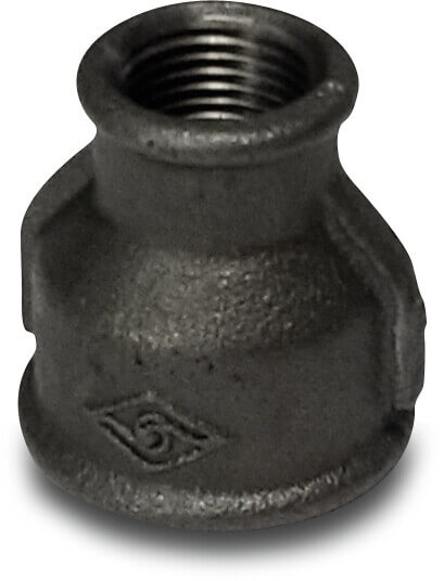 Nr. 240 Reducing socket cast iron black 1 1/2" x 1" female thread 25bar DVGW