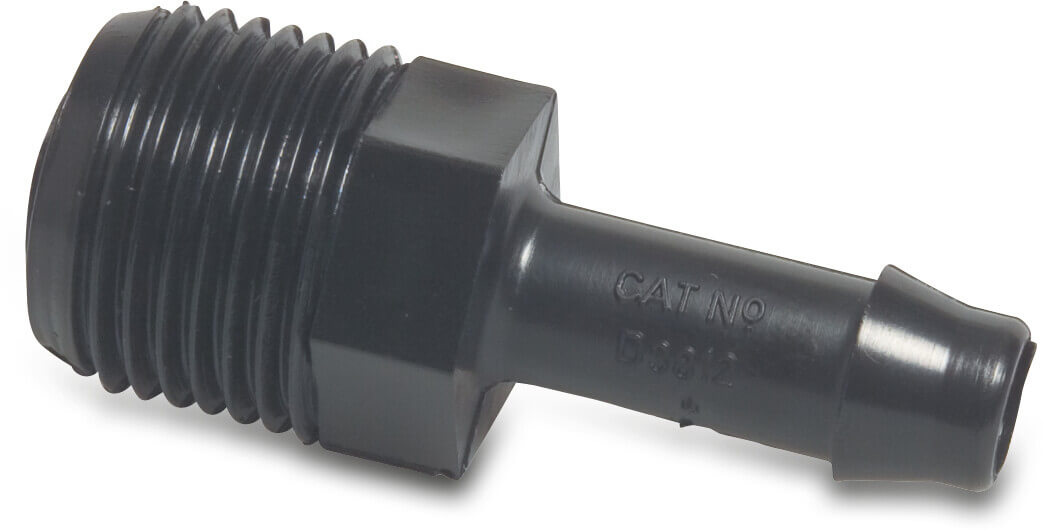 Schlauchtülle PA (Nylon) 1/2" x 13 mm Außengewinde x Schlauchtülle 10bar Schwarz Typ WF