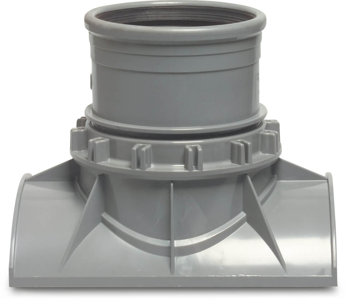 Abzweig PVC-U 200 mm x 125 mm SN8 Einlaßflansch x Steckmuffe Grau KIWA/KOMO