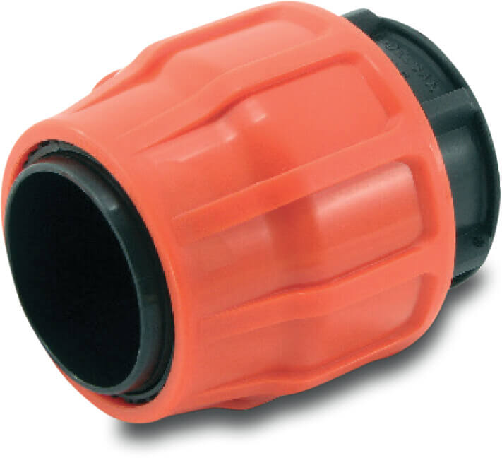 Adaptor socket PP 63 mm x 2 1/2" compression x female thread 10bar black/orange type Layflat