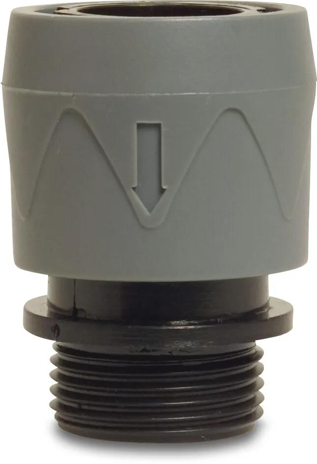 Flotide Kupplung Kunststoff 3/4" Außengewinde x Klickmuffe Grau/Schwarz