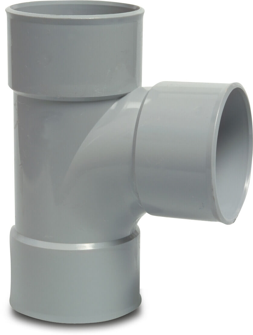 T-Stück 87° PVC-U 75 mm Klebemuffe Grau KOMO